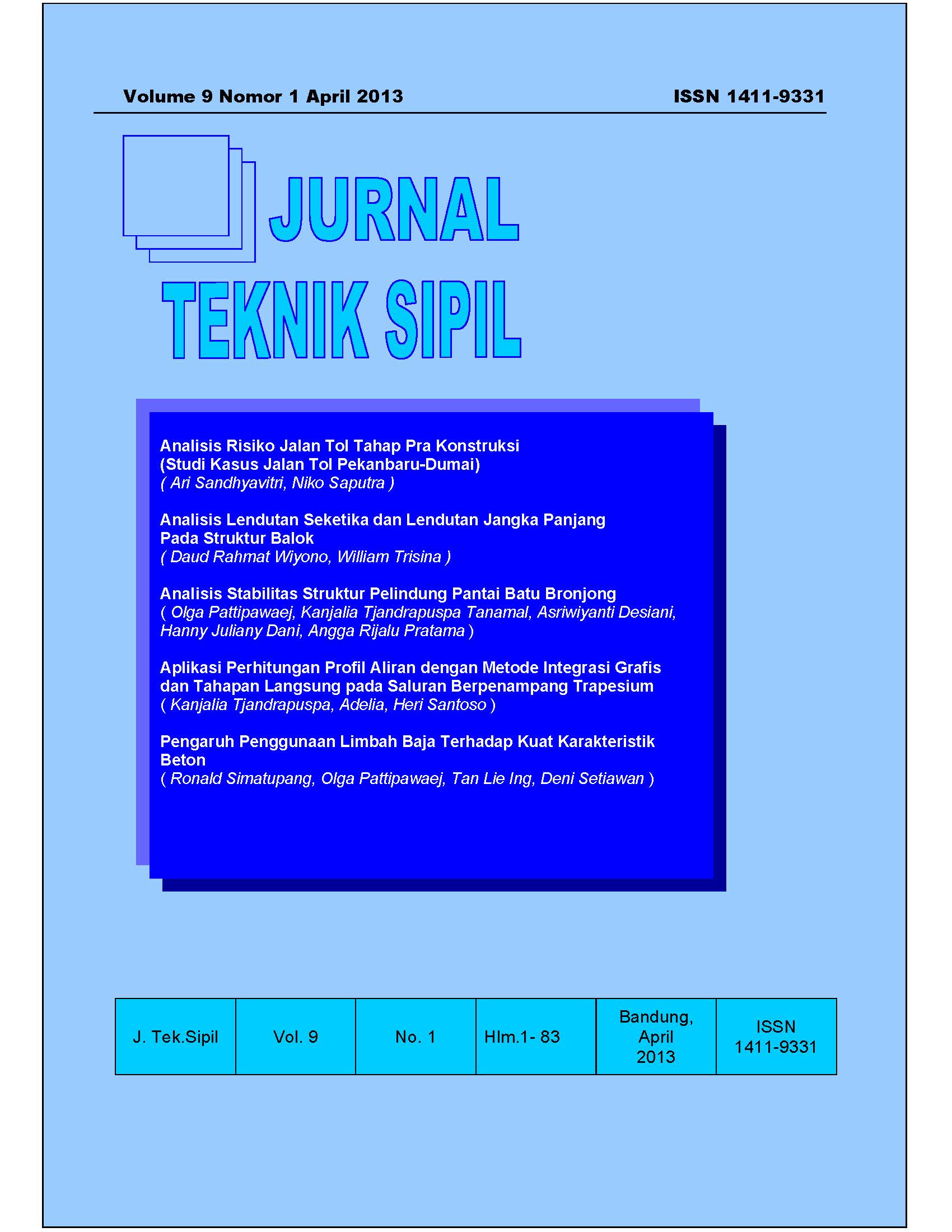 					View Vol. 9 No. 1 (2013): Jurnal Teknik Sipil
				