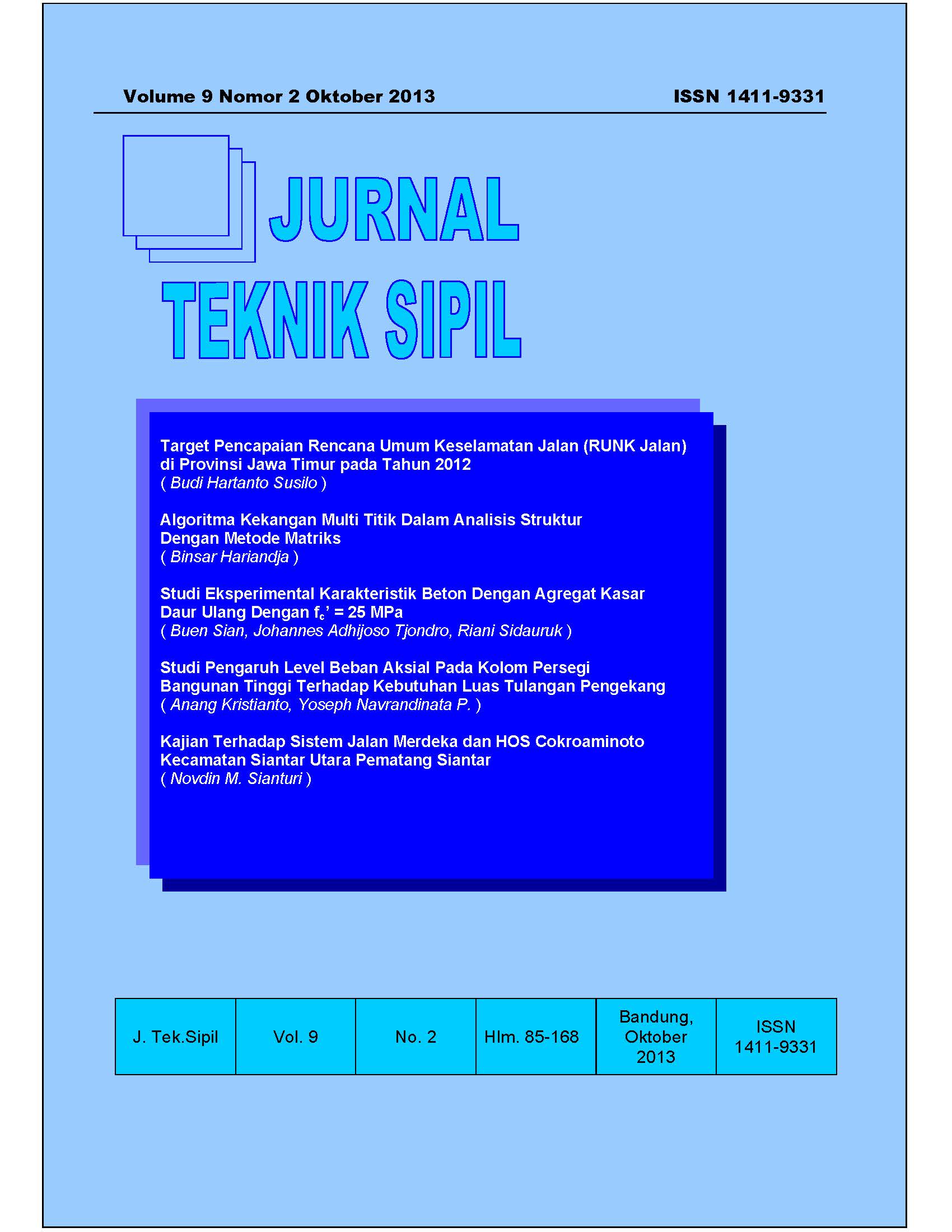 					View Vol. 9 No. 2 (2013): Jurnal Teknik Sipil
				
