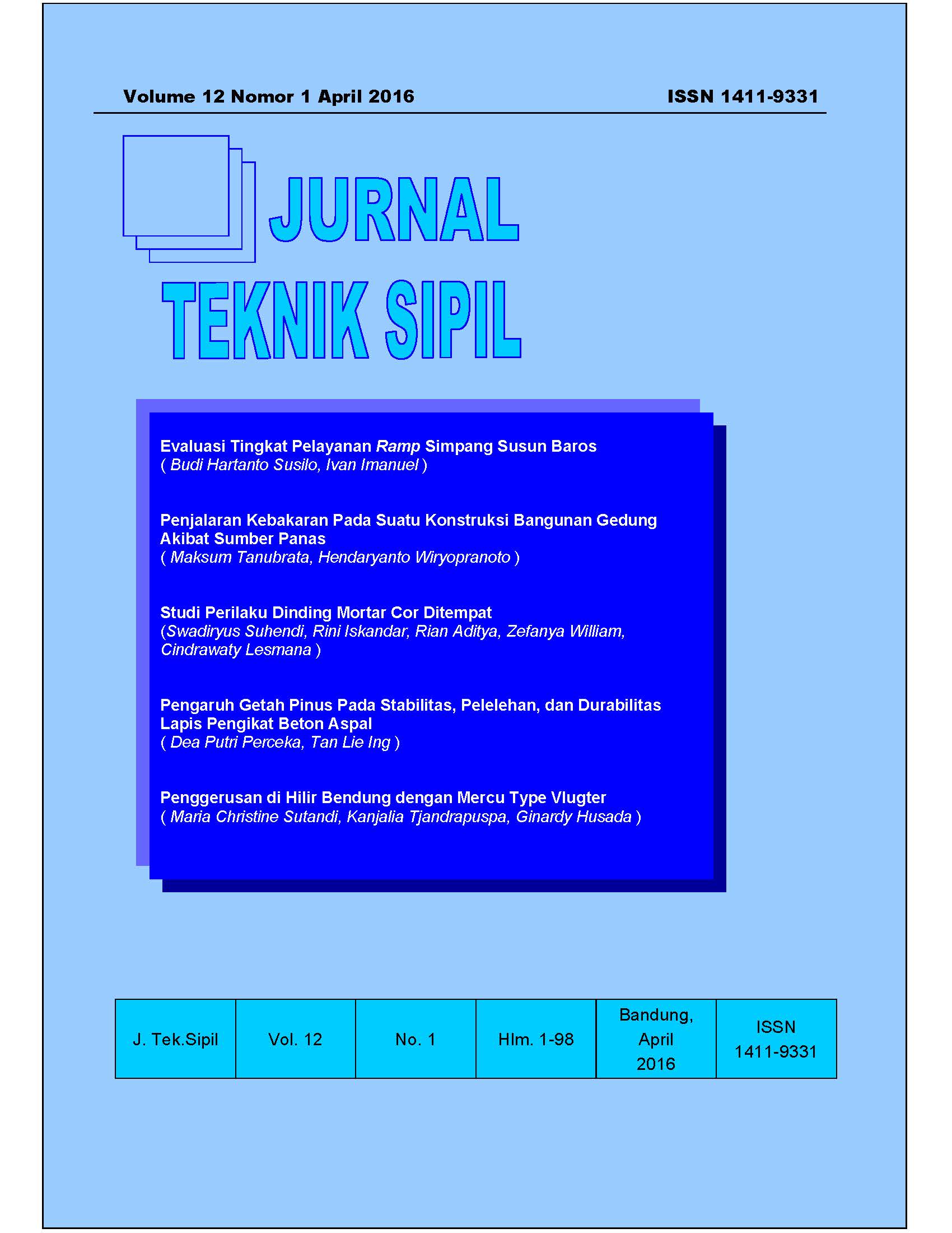 					View Vol. 12 No. 1 (2016): Jurnal Teknik Sipil
				