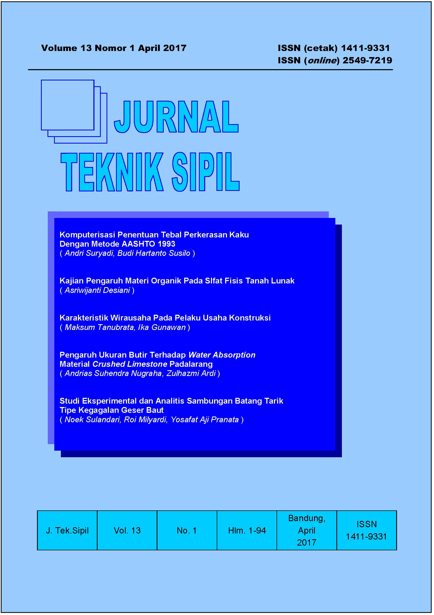 					View Vol. 13 No. 1 (2017): Jurnal Teknik Sipil
				