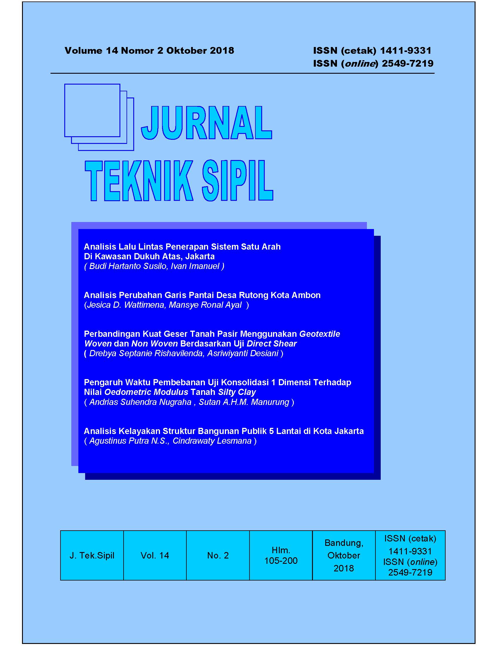 					View Vol. 14 No. 2 (2018): Jurnal Teknik Sipil
				